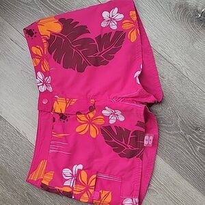 Ocean Pacific OP Pink Tropical Reversible Swim Trunks Shorts